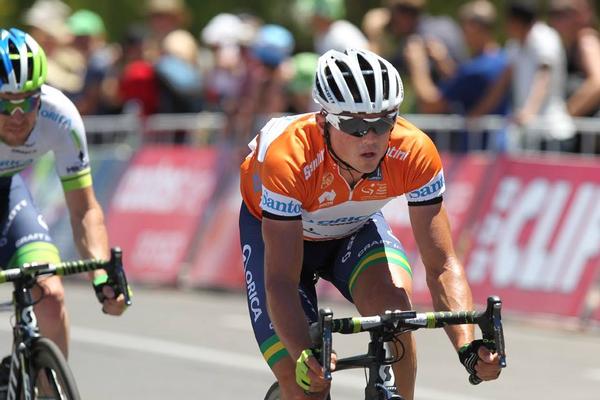 Tour winner Simon Gerrans crosses the line. 